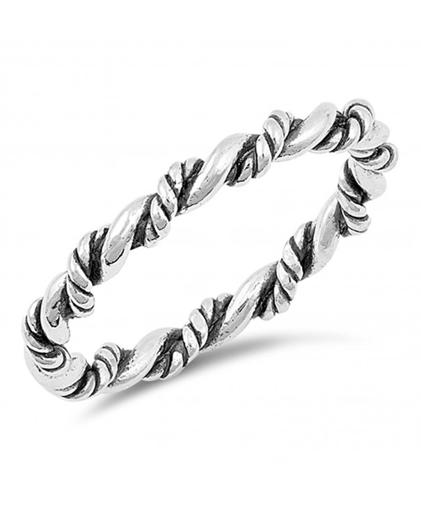Oxidized Twist Stackable Sterling Silver