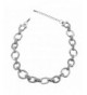 Silver Tone Textured Oval Necklace