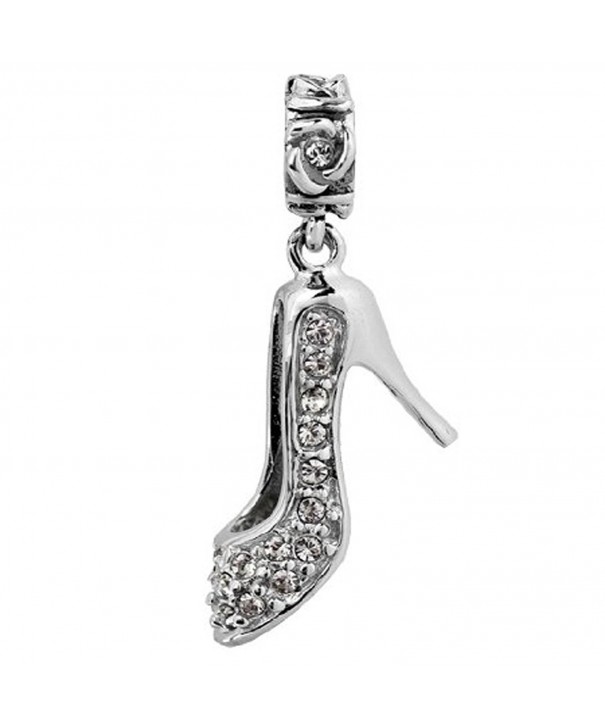 Jovana Sterling Silver Swarovski Crystal Studded High Heel Shoe Dangle ...