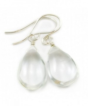 Sterling Silver Crystal Clear Quartz Earrings Smooth Pear Teardrop Drop ...