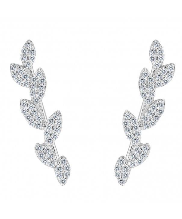 EleQueen Sterling Zirconia Crawlers Earrings