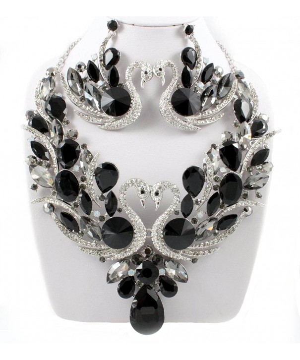 AUSTRIAN RHINESTONE NECKLACE EARRINGS N1660BLK