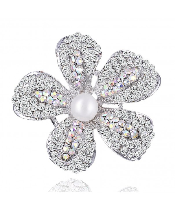 Yilanair Flower Crystal Pearl Brooch