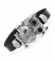 Stunning Leather Crystal Bracelet Silver