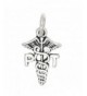 Sterling Oxidized Physical Therapist Caduceus