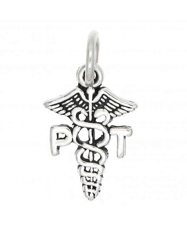 Sterling Oxidized Physical Therapist Caduceus