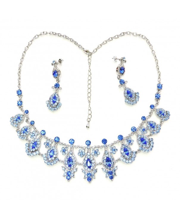 Faship Necklace Earrings Sapphire Floral