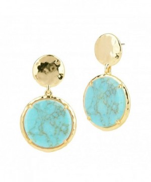 Hammered Dangling Earrings Reconstituted Turquoise