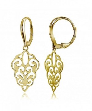 Sterling Polished Filigree Leverback Earrings