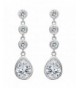 EleQueen Sterling Zirconia Teardrop Earrings