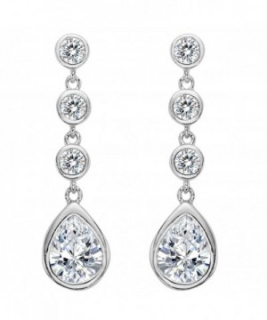 EleQueen Sterling Zirconia Teardrop Earrings