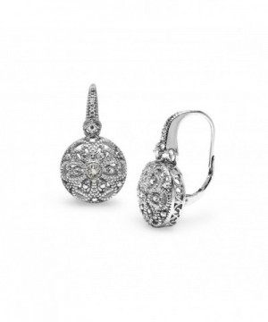 Sterling Filigree Diamond Leverback Earrings