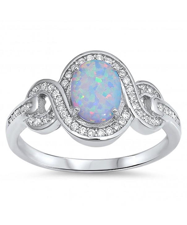 Sterling Silver Vintage Infinity Ring - White Simulated Opal - C212MX6N2F6