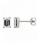 Sterling Approximate Emerald Cut Zirconia Earrings