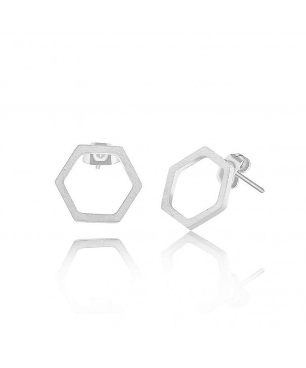 Silver Single Honeycomb Post Earrings