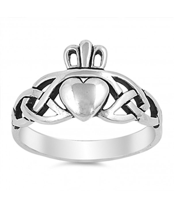 Oxidized Celtic Claddagh Sterling Silver