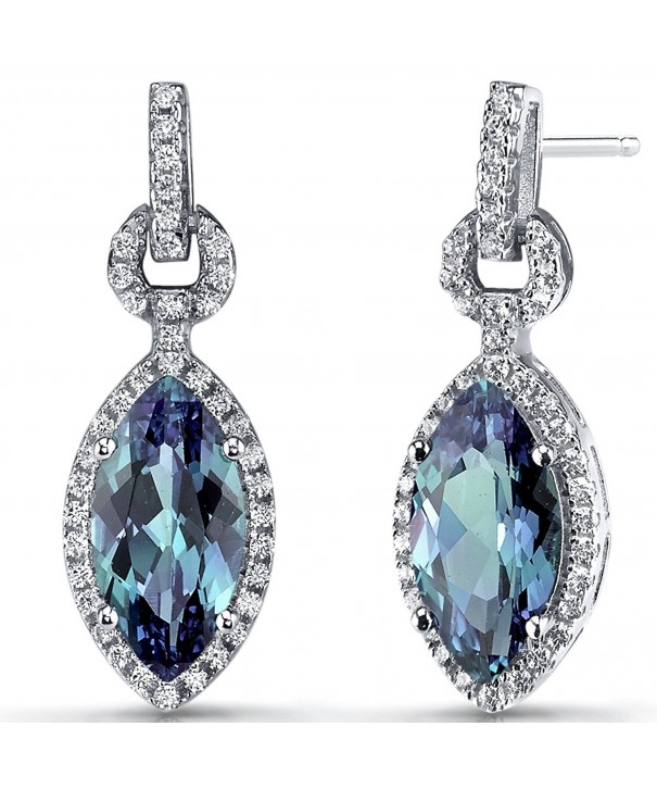 Simulated Alexandrite Marquise Earrings Sterling