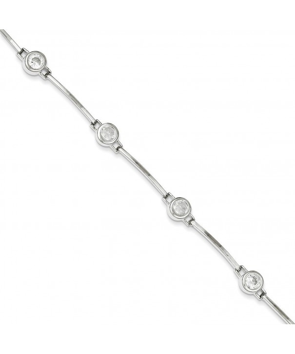 Sterling Silver Polished Bezel Set Bracelet