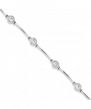 Sterling Silver Polished Bezel Set Bracelet