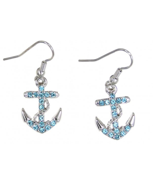 Anchor Rope Dangle Earrings Blue