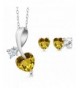 Yellow Citrine Sterling Pendant Earrings