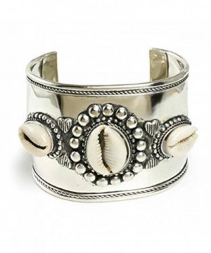 Wide Silver Cowrie Shell Bracelet