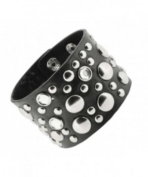 Unisex Studded Leather Bracelet Rhinestones