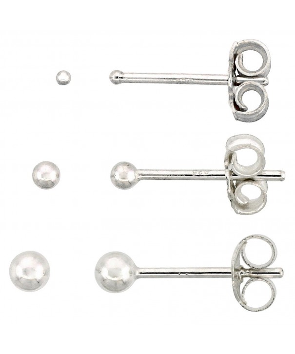 Sterling Silver Ball Earrings 3 pair