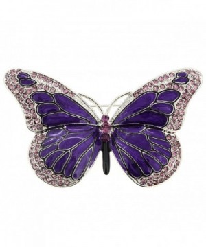 Purple Enamel Crystal Butterfly Brooch