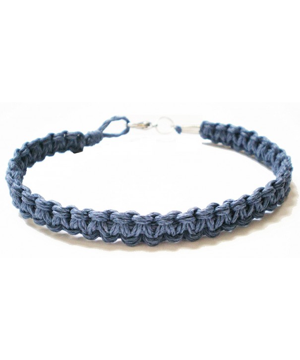 Flat Woven Blue Hemp Anklet