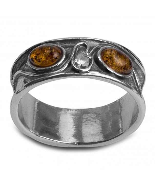 Sterling Silver Amber Crystal Oval