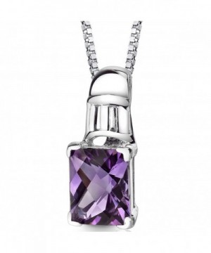 Amethyst Pendant Necklace Sterling Rhodium