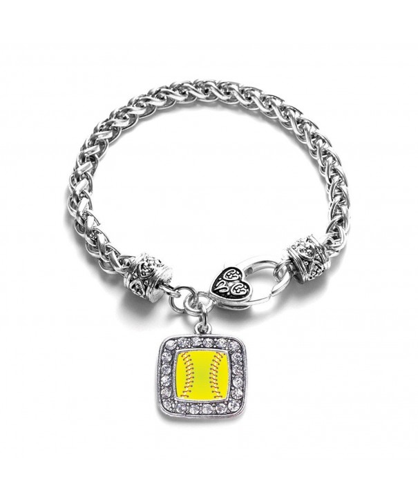 Softball Classic Silver Crystal Bracelet