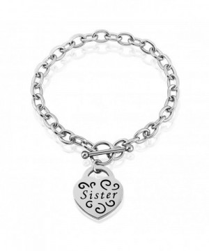 Womens Stainless Engraved Sister bracelet