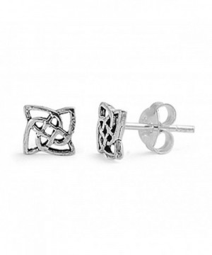 Square Celtic Design Earrings Sterling