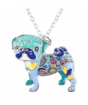 Bonsny Enamel Necklace Bulldog pendant