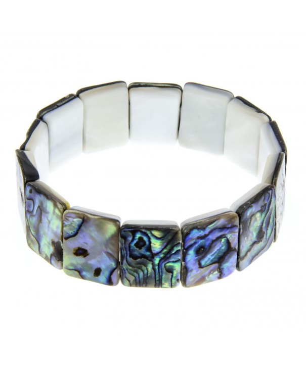 PammyJ Abalone Square Stretch Bracelet