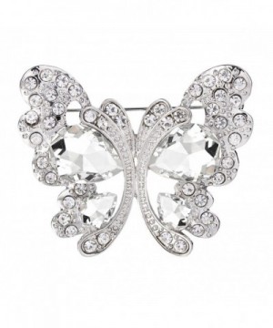 BriLove Wedding Teardrop Butterfly Silver Tone