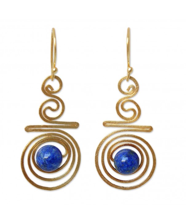 NOVICA Crafted Lazuli Yellow Earrings