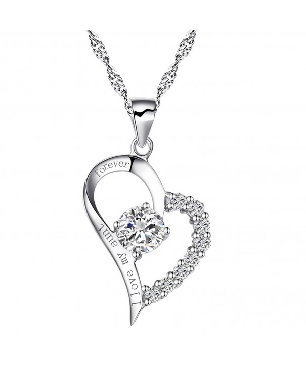 Sterling Forever Necklace Zirconia Engraved