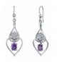 Amethyst Dangle Earrings Sterling Rhodium
