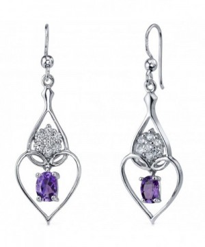 Amethyst Dangle Earrings Sterling Rhodium