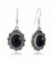 Oxidized Sterling Gemstone Vintage Earrings