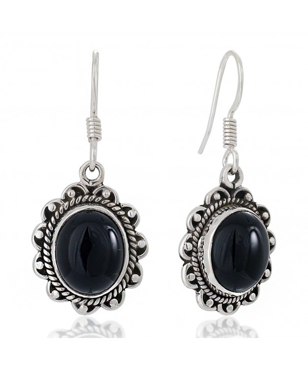 Oxidized Sterling Gemstone Vintage Earrings