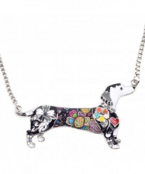 Bonsny Enamel Dachshund Necklace pendant