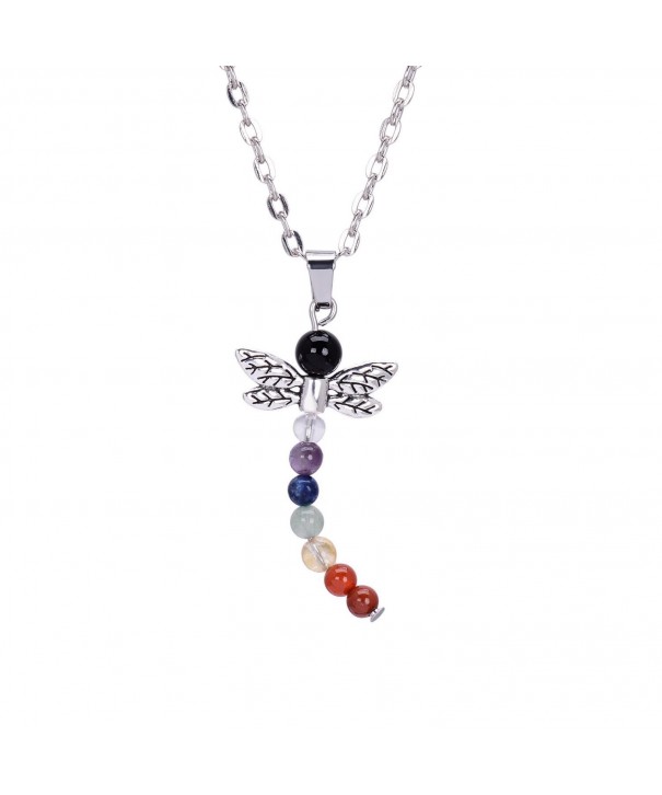 Handmade Gemstone Dragonfly Pendant Necklace