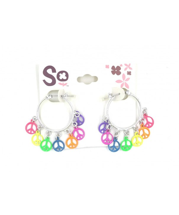 Pair Colorful Rainbow Peace Earrings