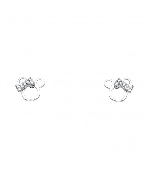 White Gold Mouse Earrings Screw