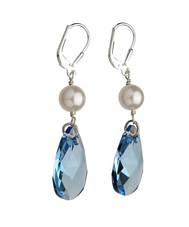 Sterling Leverback Earrings Simulated Swarovski