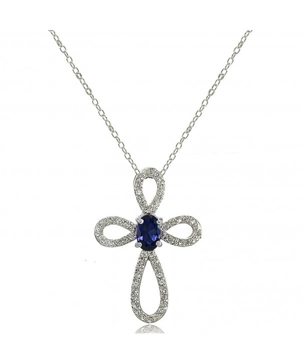 Sterling Created Sapphire Infinity Necklace